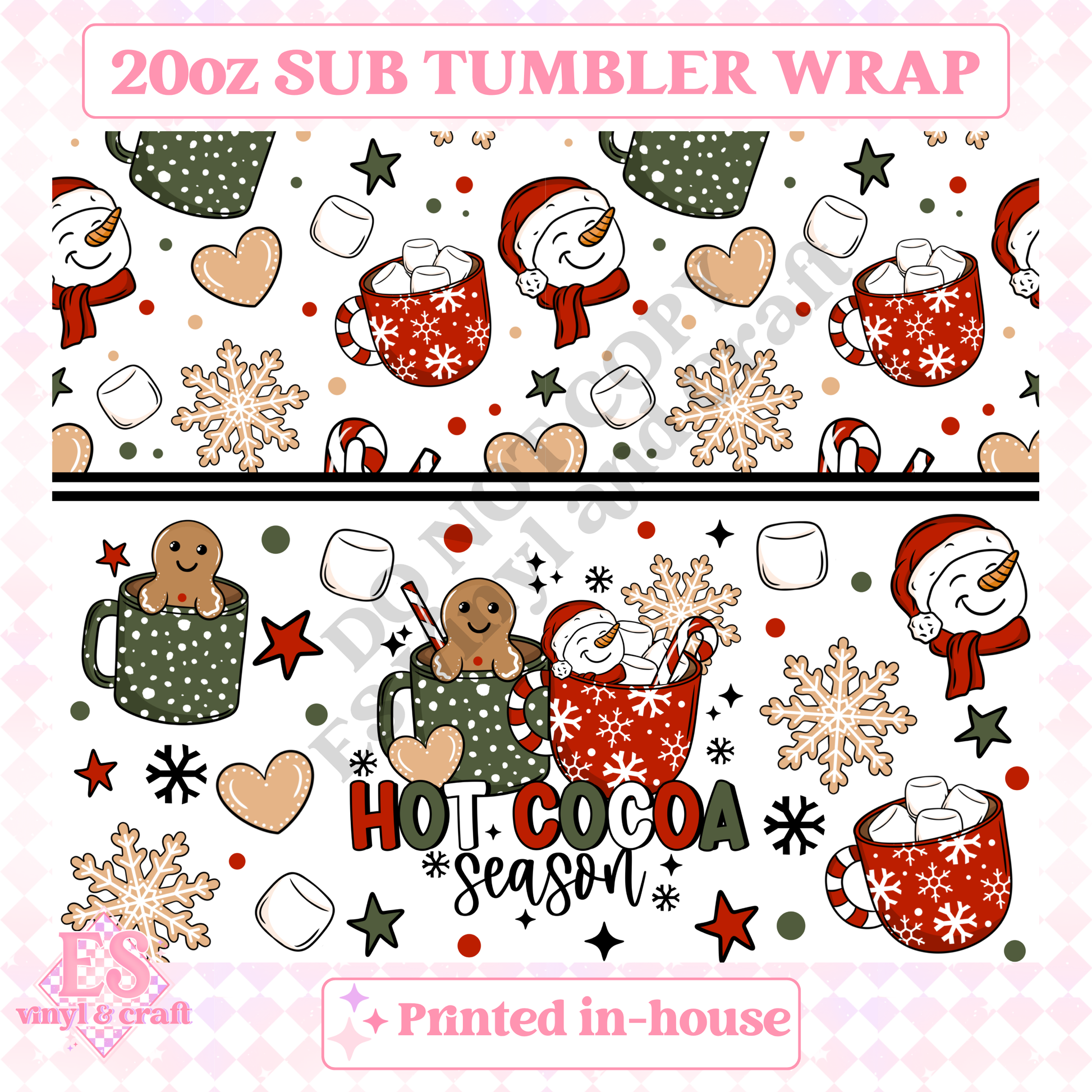 Red Hot Cocoa - Full 20oz Tumbler Sublimation Print image 1