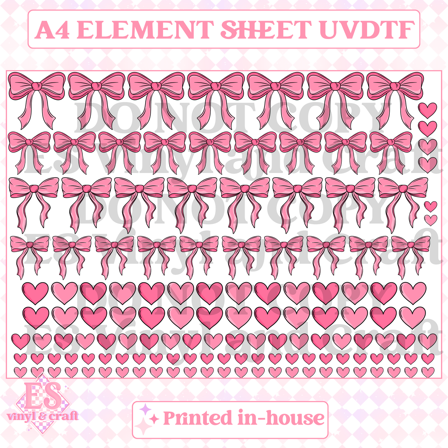 Bows and Hearts - UVDTF (A4 Sheet) 210mm x 300mm image 0