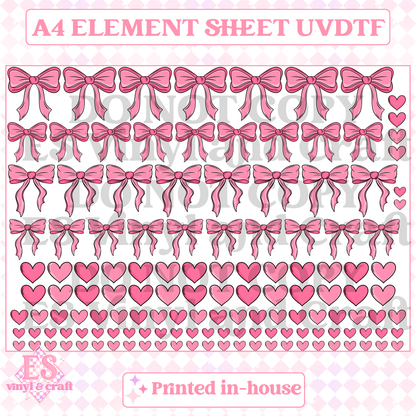 Bows and Hearts - UVDTF (A4 Sheet) 210mm x 300mm image 0