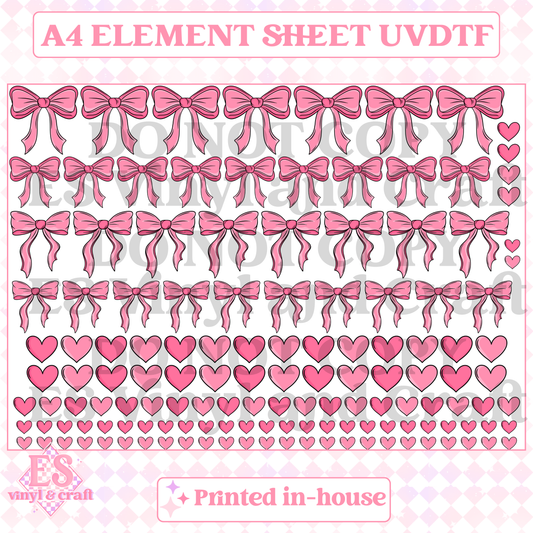Bows and Hearts - UVDTF (A4 Sheet) 210mm x 300mm image 0