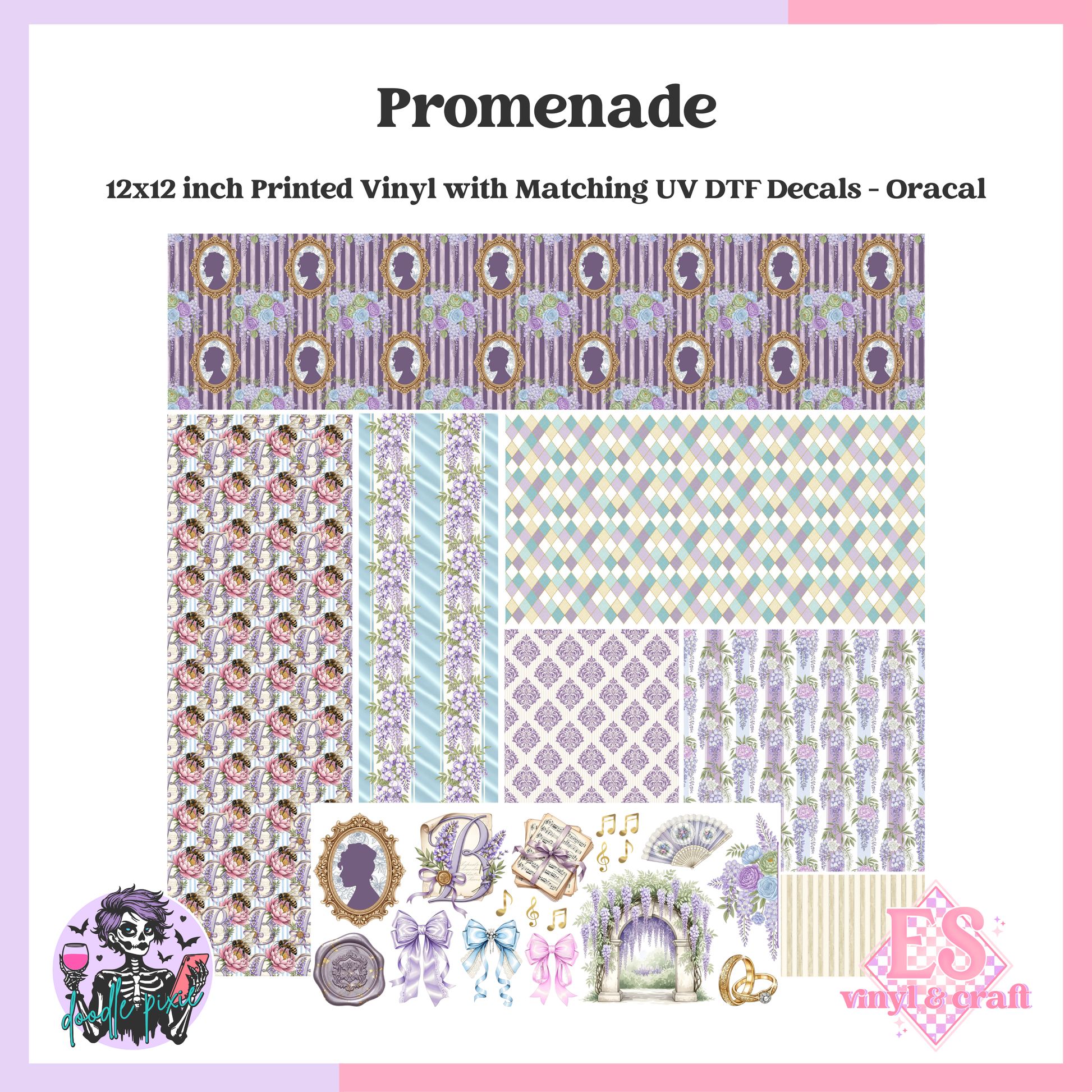 Promenade - 12" x 12" Printed Vinyl and UVDTF Decal image 0