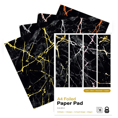 First Edition Black Marble A4 Foiled Paper Pad - 250GSM image 0
