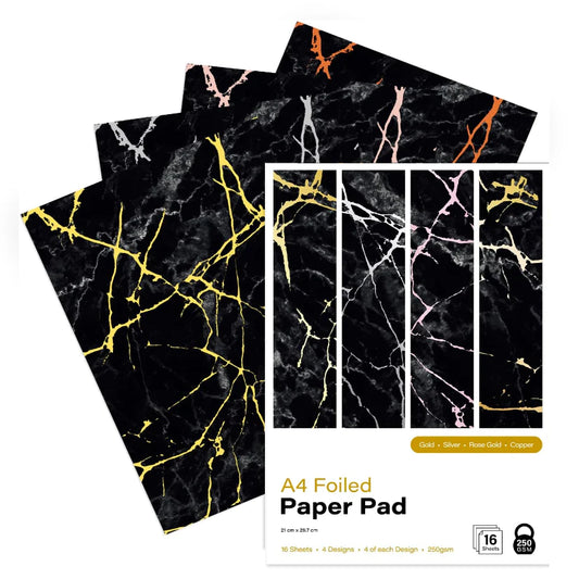 First Edition Black Marble A4 Foiled Paper Pad - 250GSM image 0