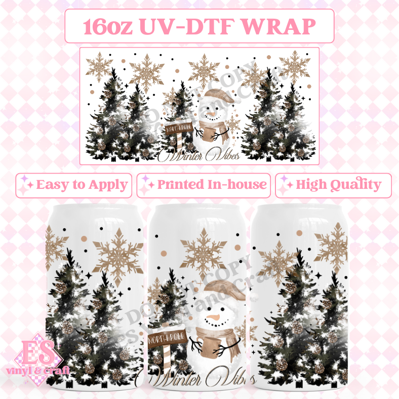 Winter Vibes - 16oz Beer Can / Libbey UV-DTF Transfer image 0