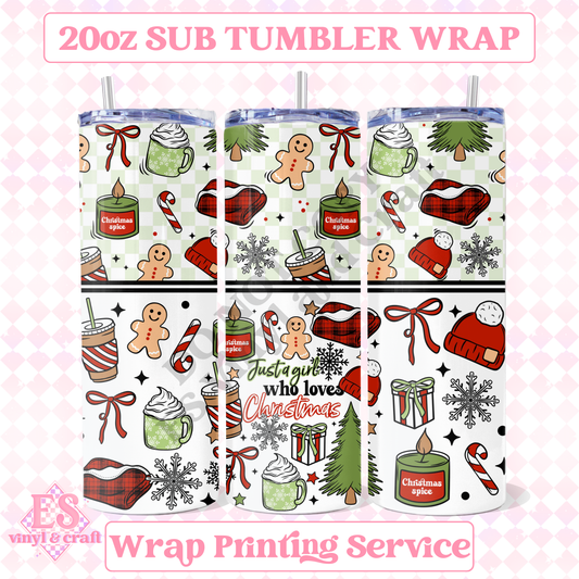 Just a Girl Who Loves Christmas - Full 20oz Tumbler Sublimation Print image 0
