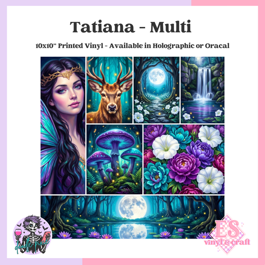 Tatiana - Multi - 10" x 10" Self Adhesive Vinyl (Oracal or Holo)