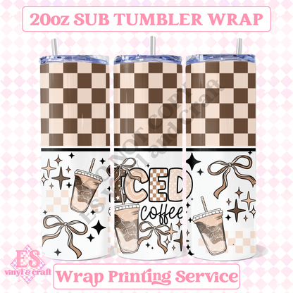 Tan Iced Coffee - Full 20oz Tumbler Sublimation Print image 0