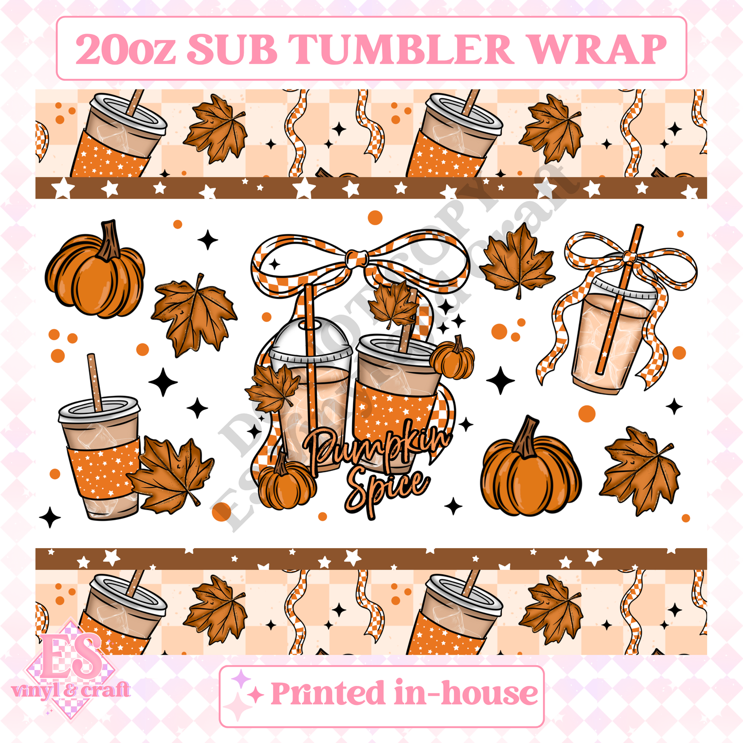 Pumpkin Spice - Full 20oz Tumbler Sublimation Print image 1