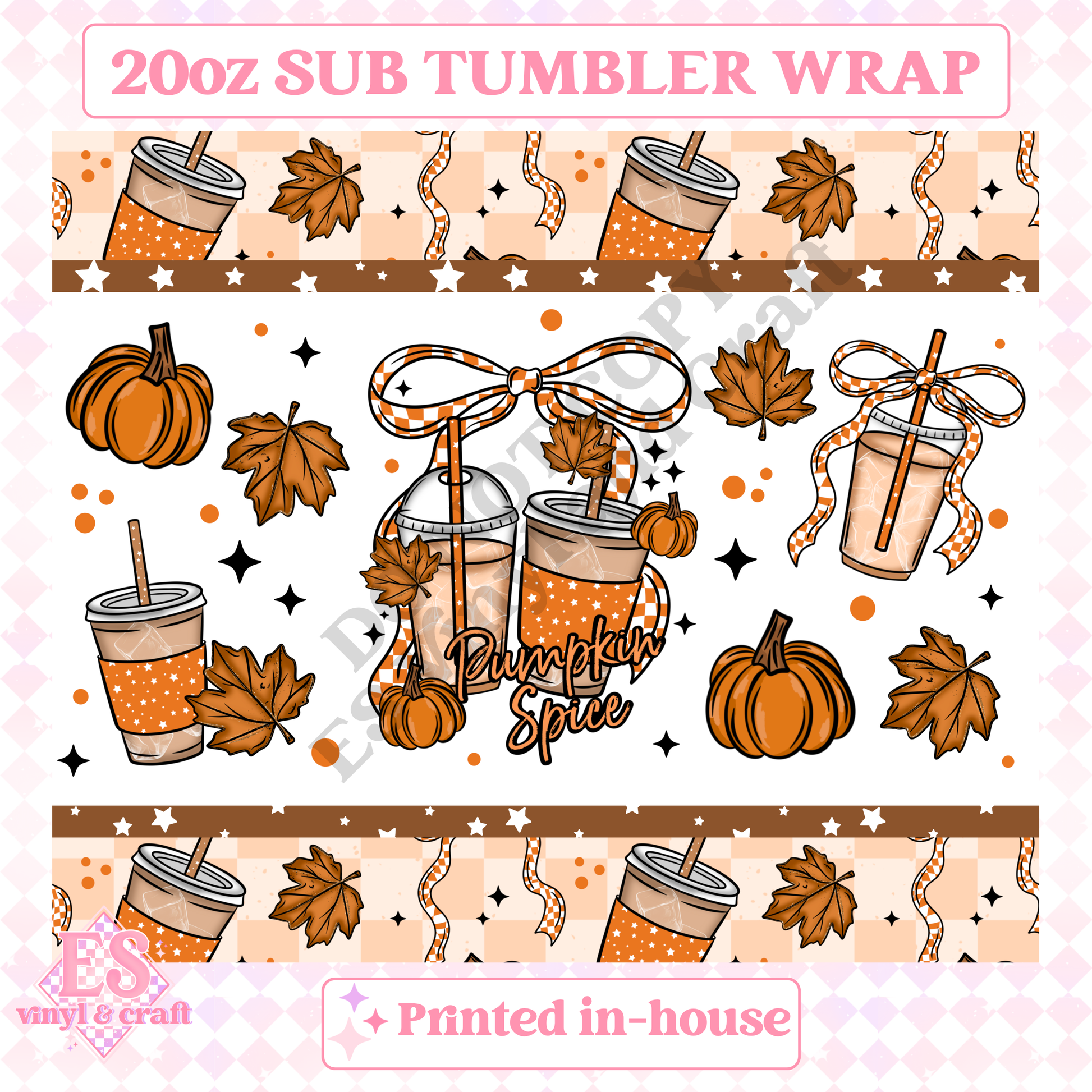 Pumpkin Spice - Full 20oz Tumbler Sublimation Print image 1