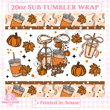 Pumpkin Spice - Full 20oz Tumbler Sublimation Print image 1