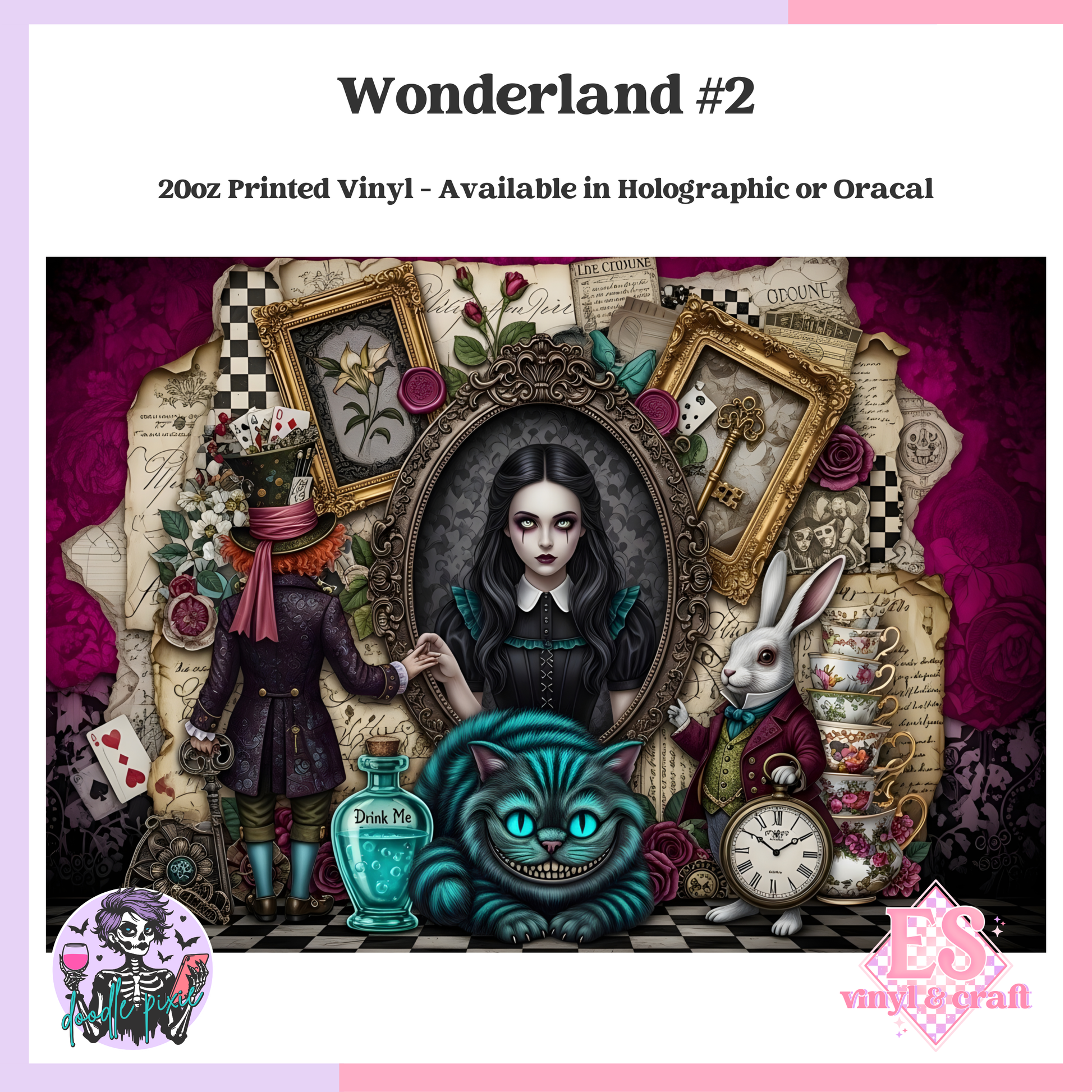 Wonderland #2 - 20oz Printed Tumbler Self Adhesive Vinyl image 0