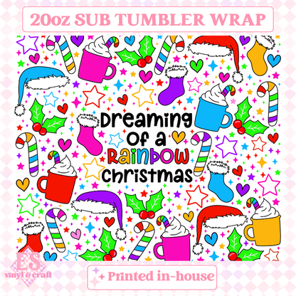 Dreaming of a Rainbow Christmas - Full 20oz Tumbler Sublimation Print image 1