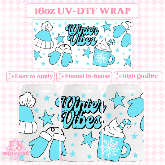 Winter Vibes - 16oz Beer Can / Libbey UV-DTF Transfer image 0