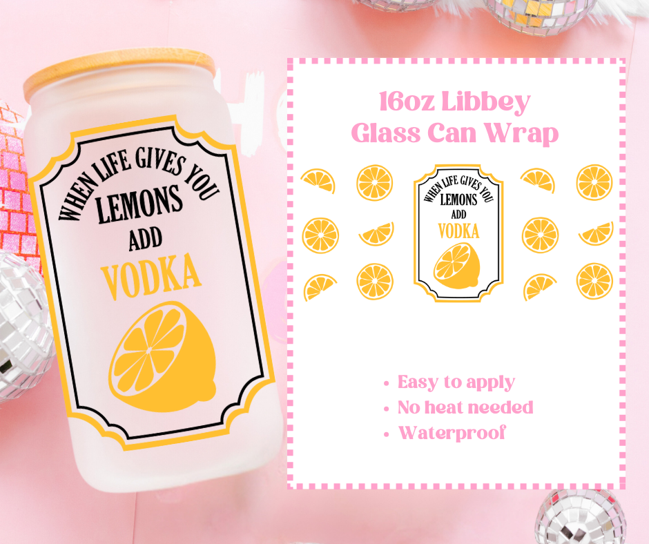 Cocktail 16oz Beer Can / Libbey UV-DTF Transfer image 1