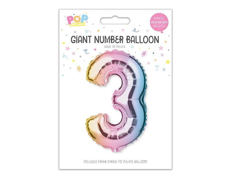 Multicoloured Foil Number Balloon 65cm image 3