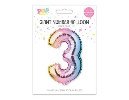 Multicoloured Foil Number Balloon 65cm image 3