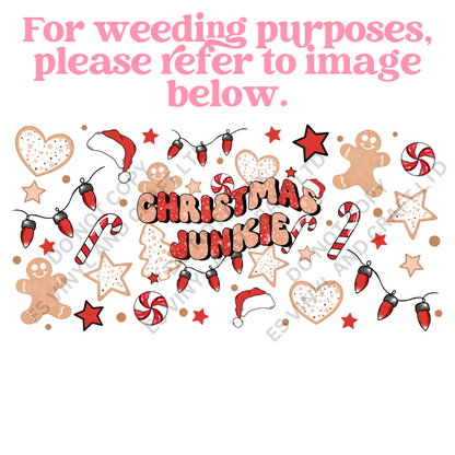 Christmas Junkie - 16oz Beer / Libbey Can Wrap Holographic Vinyl image 2