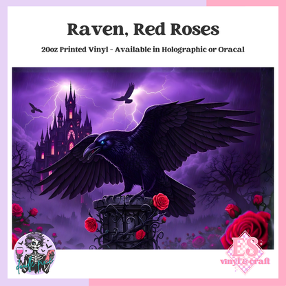 Raven, Red Roses - 20oz Printed Tumbler Self Adhesive Vinyl image 0