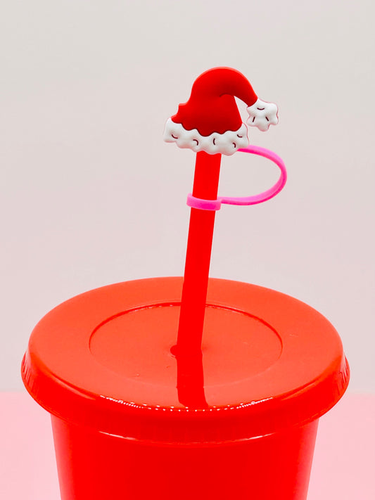 Straw Topper - Fluffy Santa Hat image 0