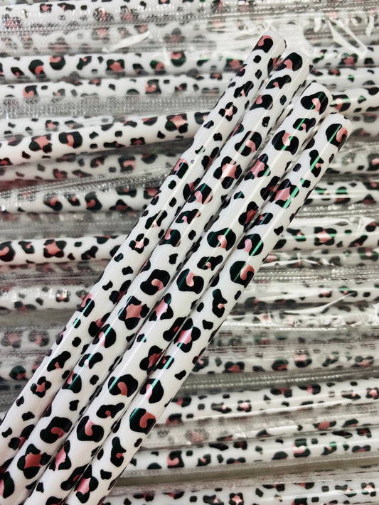 Rose Gold Leopard White Straw image 0