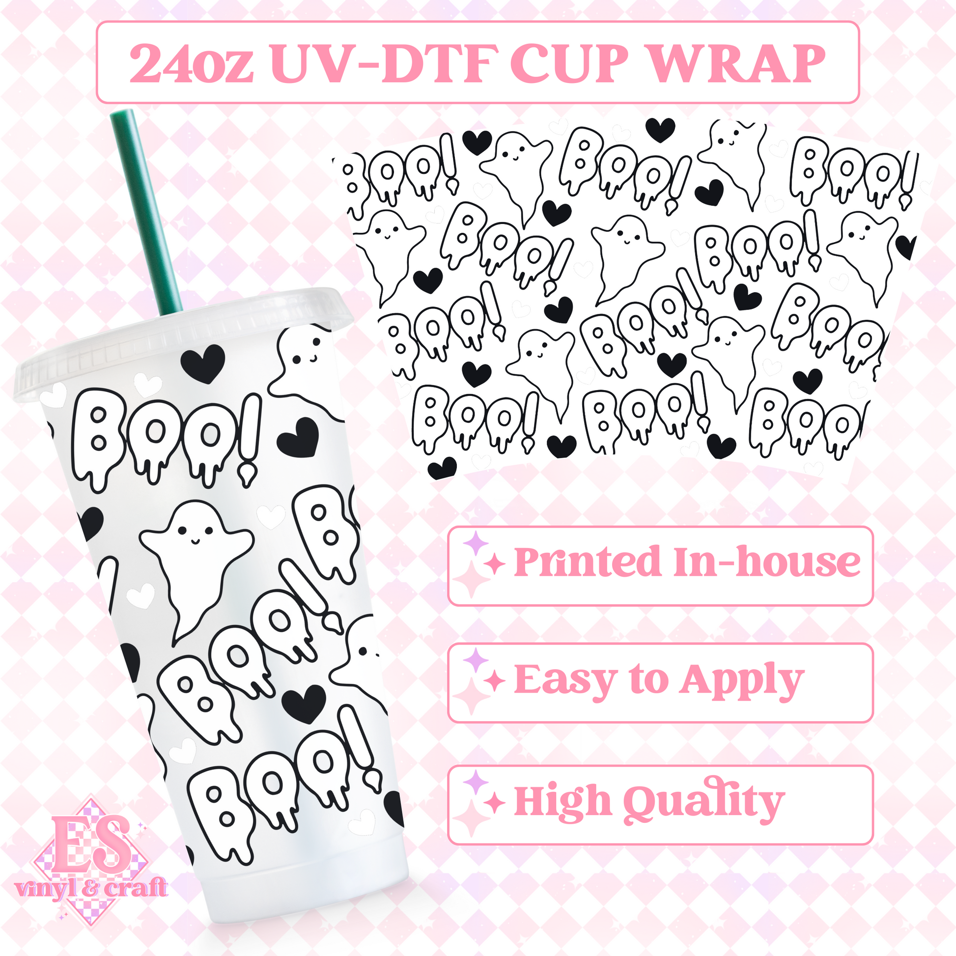 Boo!, Boo! - UVDTF 24oz Cold Cup Wrap image 0