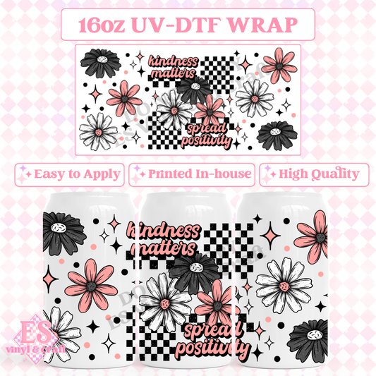 Kindness Matters (Black Elements) - 16oz Beer Can / Libbey UV-DTF Transfer image 0