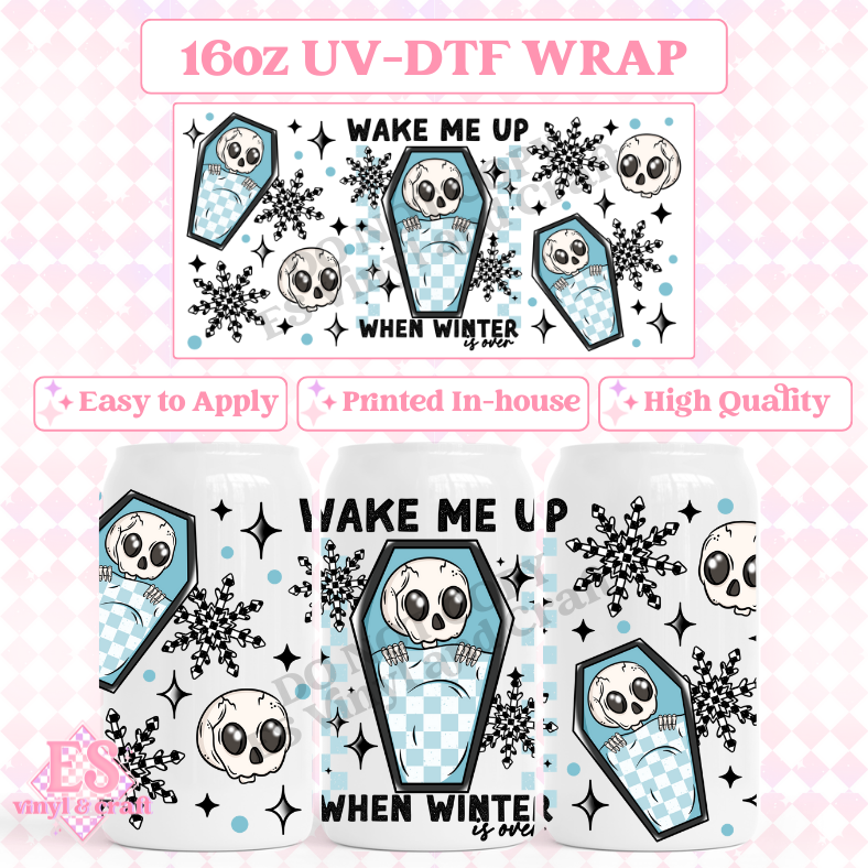 Wake Me Up (Black) - 16oz Beer Can / Libbey UV-DTF Transfer image 0