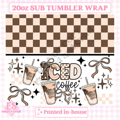 Tan Iced Coffee - Full 20oz Tumbler Sublimation Print image 1