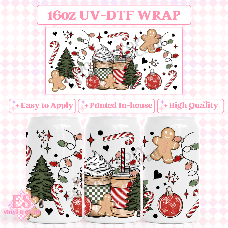 Christmas Coffee - 16oz Beer Can / Libbey UV-DTF Transfer image 0