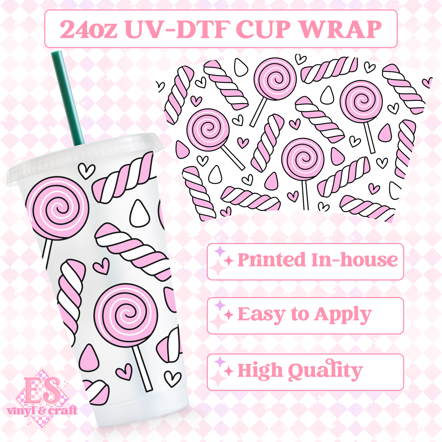 Candy - UVDTF 24oz Cold Cup Wrap image 0