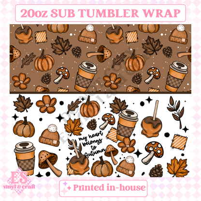 My Heart Belongs to Autumn - Full 20oz Tumbler Sublimation Print image 1