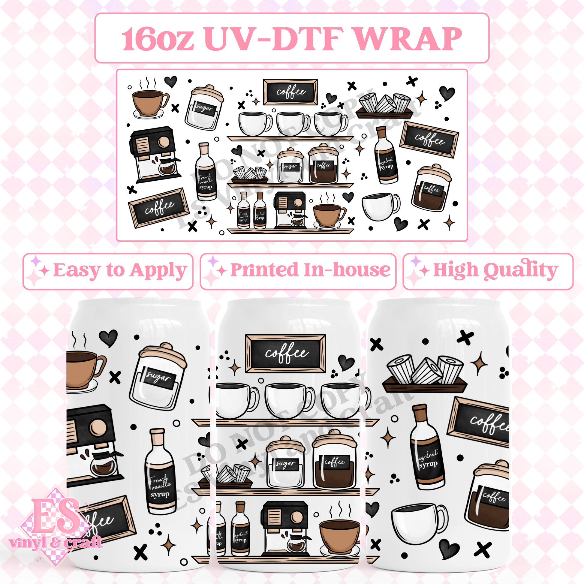 Coffee Bar - 16oz Beer Can / Libbey UV-DTF Transfer image 0