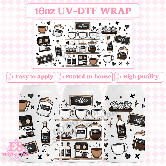 Coffee Bar - 16oz Beer Can / Libbey UV-DTF Transfer image 0