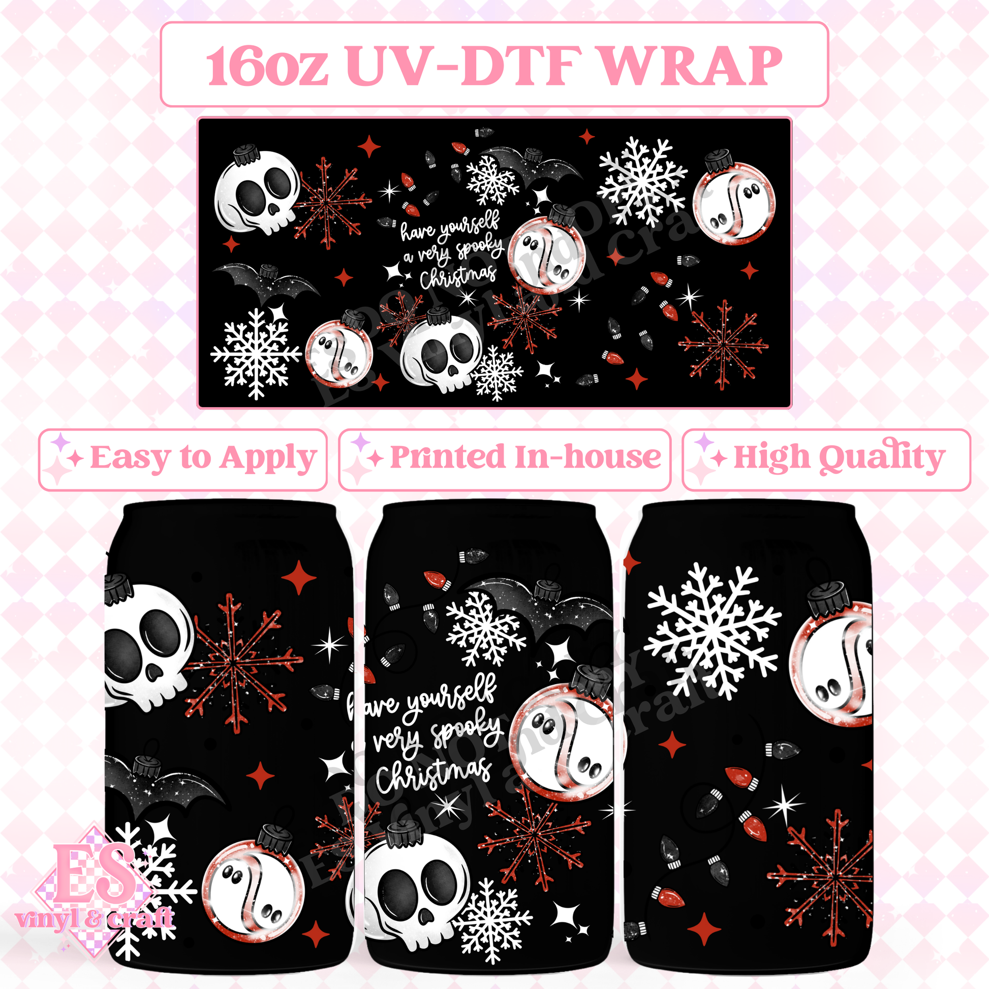 Very Spooky Christmas - 16oz Beer Can / Libbey UV-DTF Transfer image 0