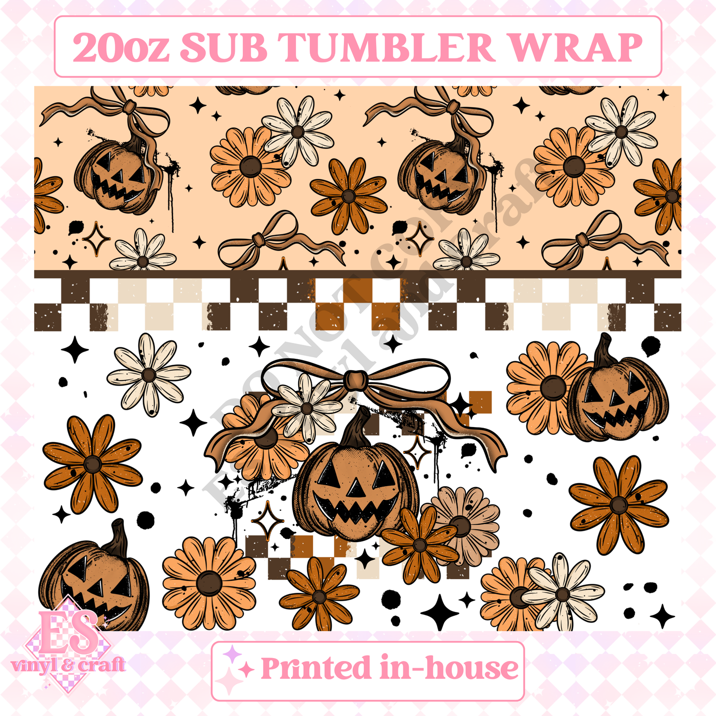 Pumpkin Florals - Full 20oz Tumbler Sublimation Print image 1