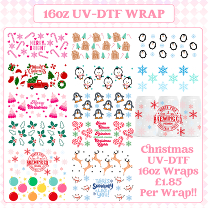 Christmas - 16oz Beer Can / Libbey UV-DTF Transfers image 0