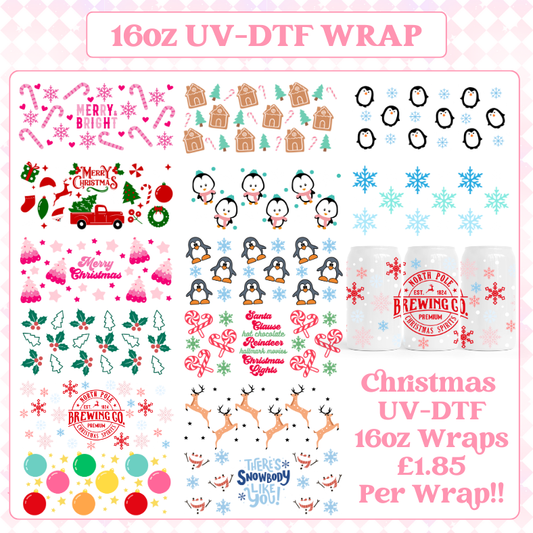 Christmas - 16oz Beer Can / Libbey UV-DTF Transfers image 0