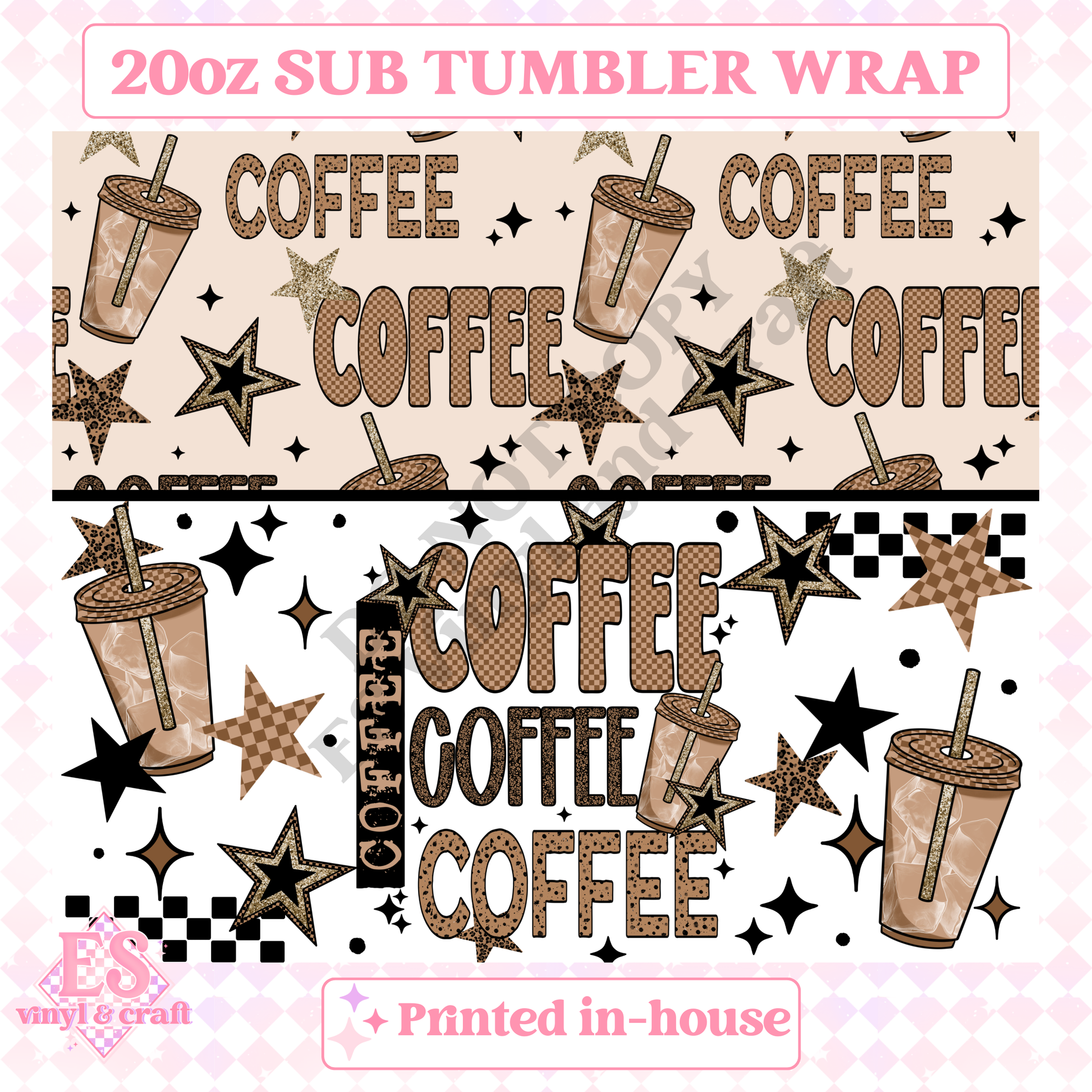 Coffee Iced - Full 20oz Tumbler Sublimation Print image 1