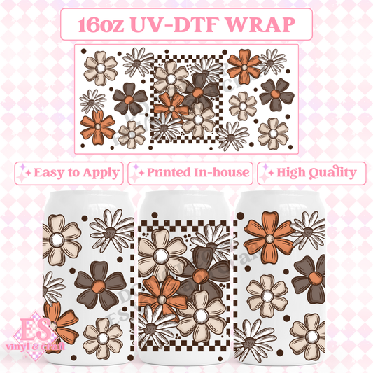 Autumn Florals - 16oz Beer Can / Libbey UV-DTF image 0