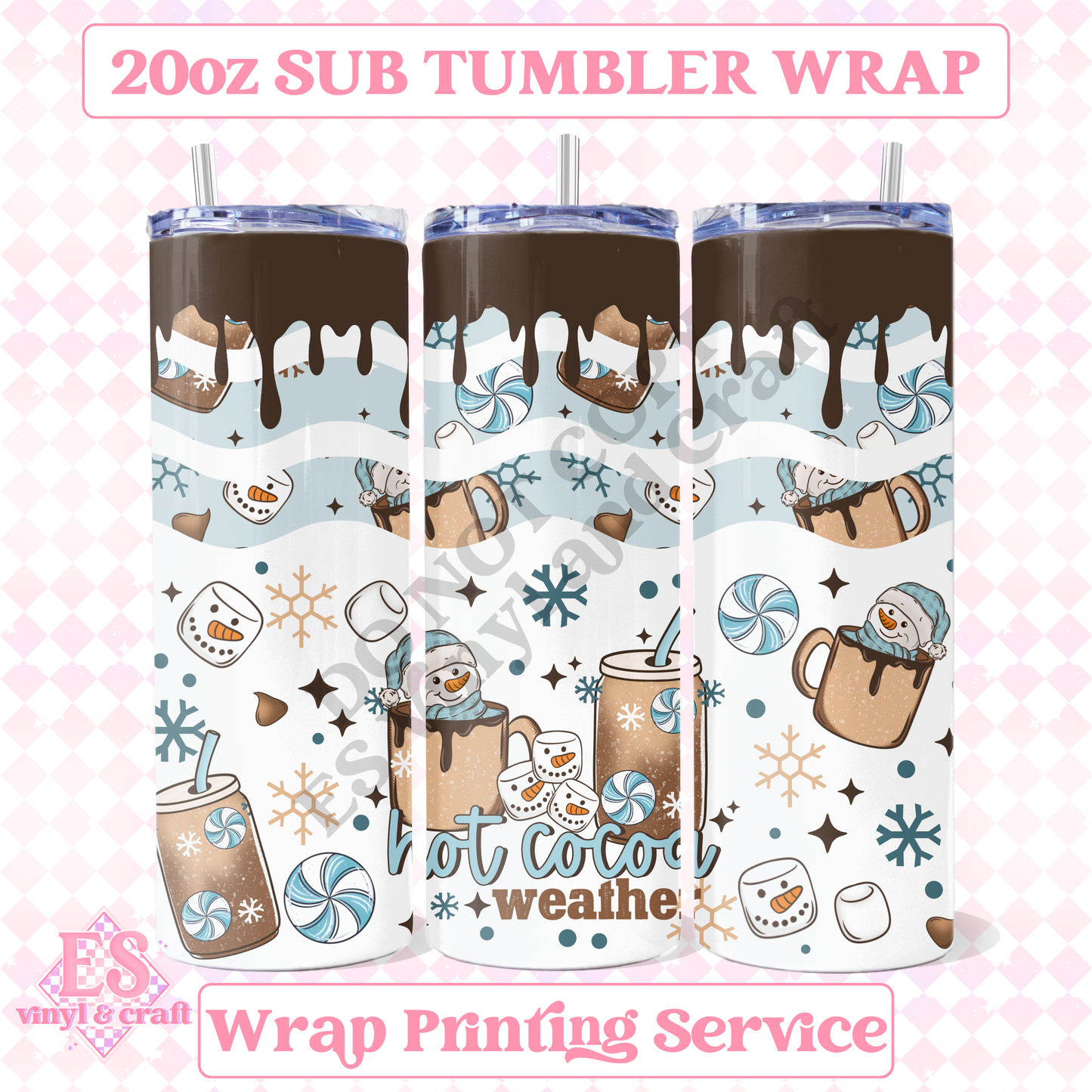 Hot Cocoa - Full 20oz Tumbler Sublimation Print image 0