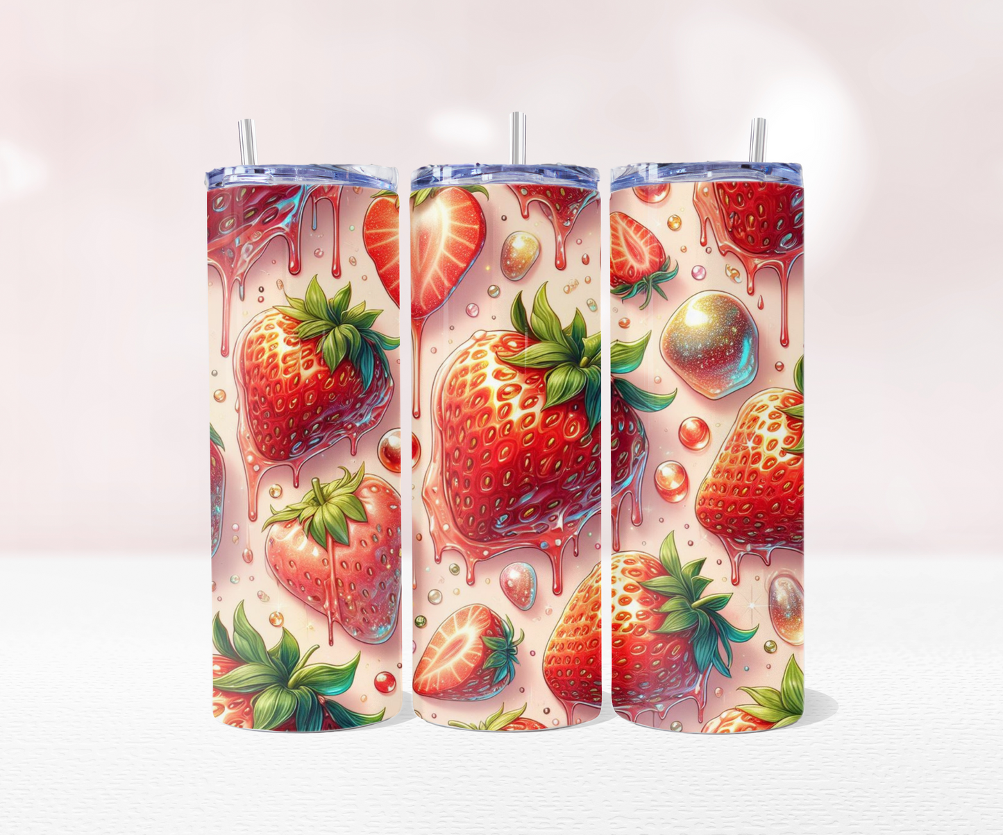 Strawberries - Full 20oz Tumbler Sublimation Ready To Print image 1