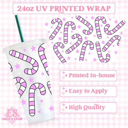 Candy Cane - UV Printed 24oz Cold Cup Wrap image 0