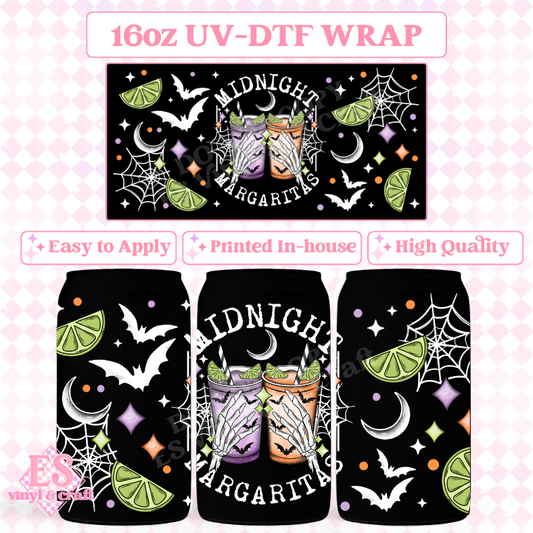 Midnight Margs for Black Glass - 16oz Beer Can / Libbey UV-DTF Transfer image 0