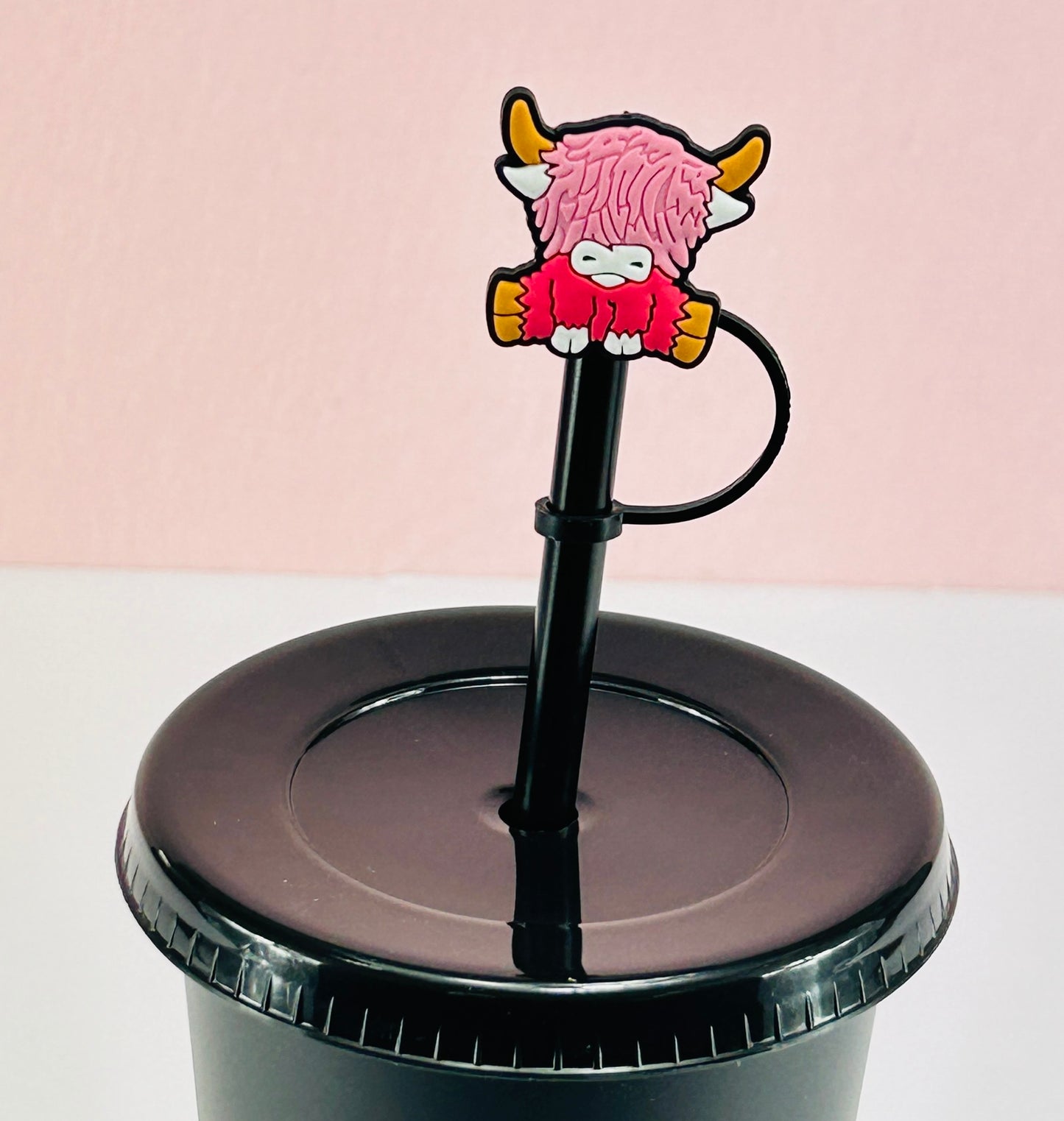 Highland Cow Pink - Straw Topper image 0