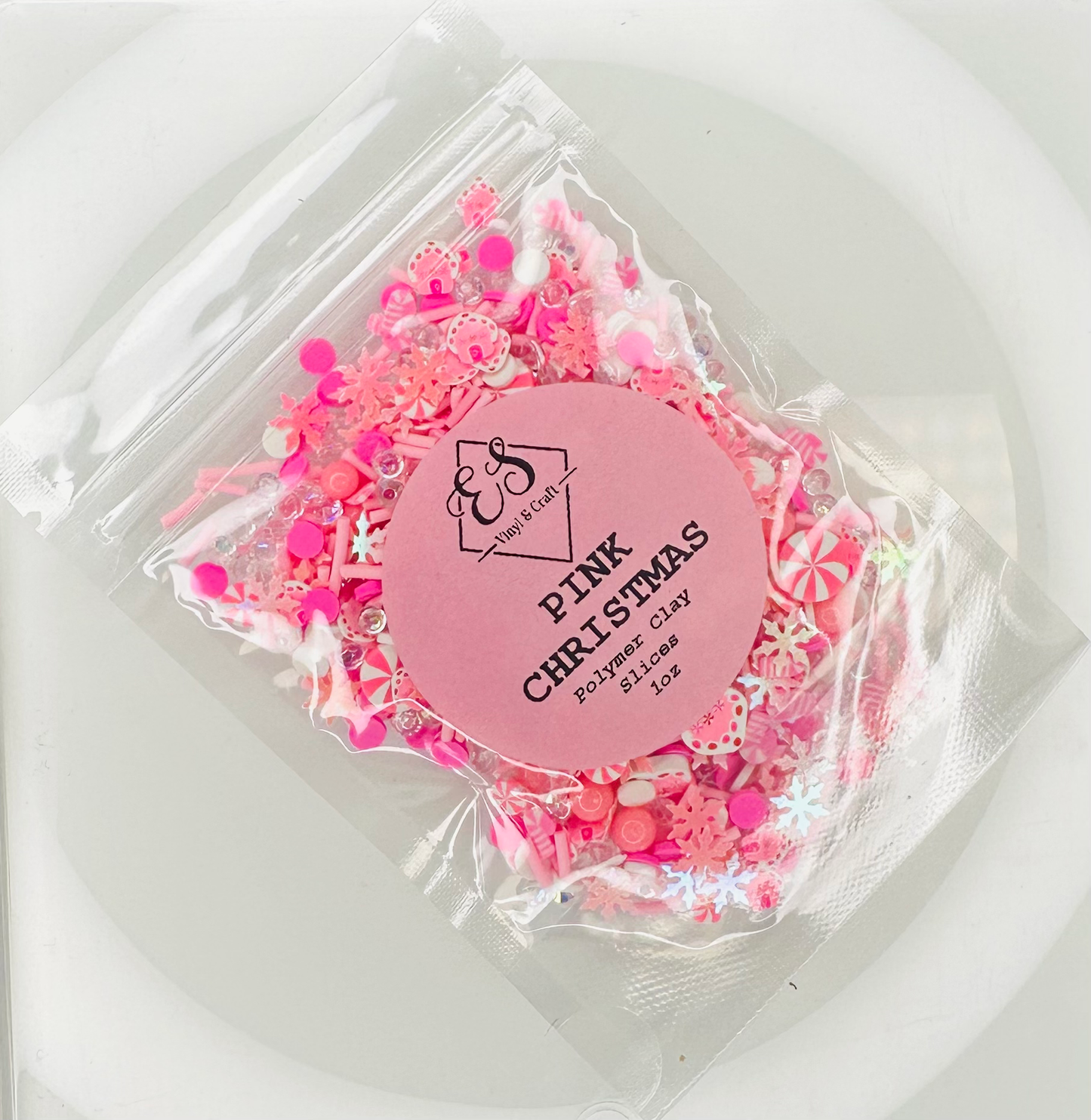 Pink Christmas - Polymer Clay Slices image 0