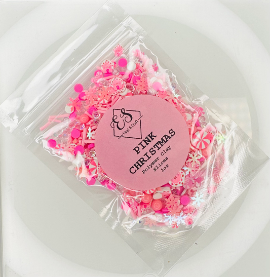 Pink Christmas - Polymer Clay Slices image 0