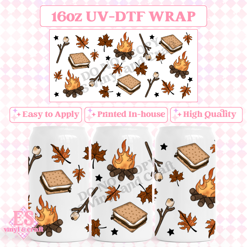 Autumn Camping - 16oz Beer Can / Libbey UV-DTF Transfer image 0