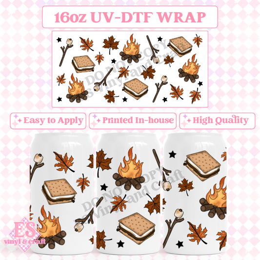 Autumn Camping - 16oz Beer Can / Libbey UV-DTF Transfer image 0