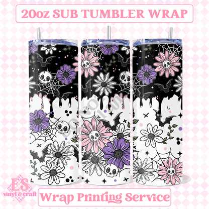Skellie Floral - Full 20oz Tumbler Sublimation Print image 0
