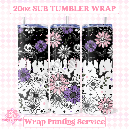 Skellie Floral - Full 20oz Tumbler Sublimation Print image 0